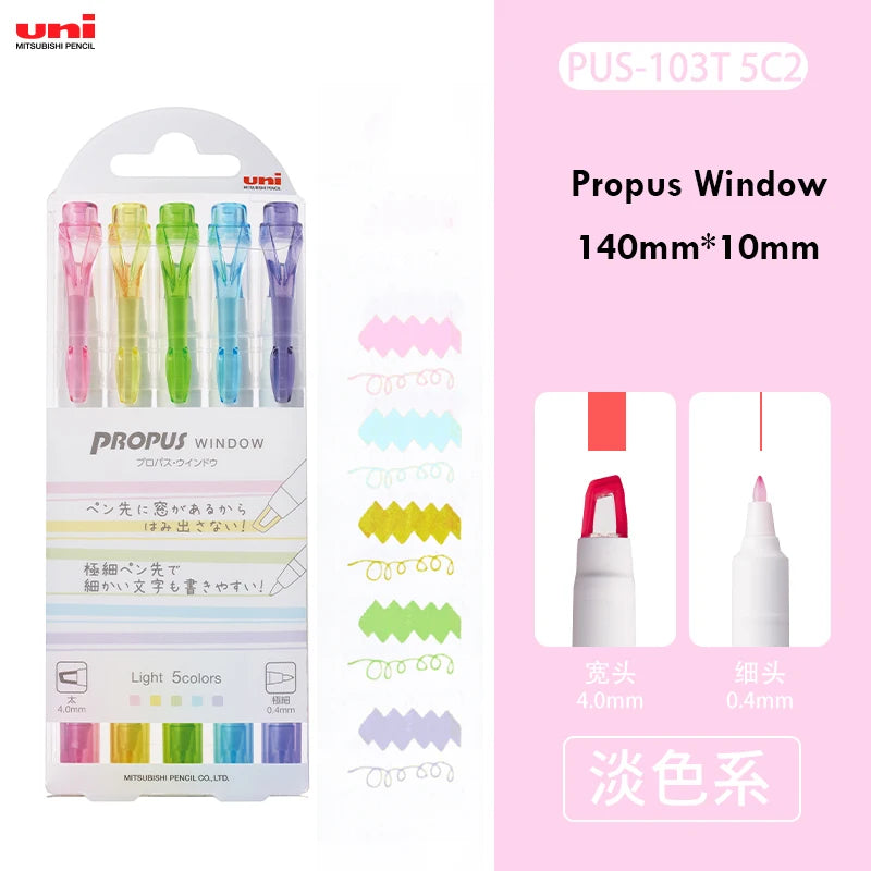 CowLost | product_id-uni-japanese-dual-tip-highlighter-pen-0-4mm-4mm-waterproof-marker-set-5pcs |10