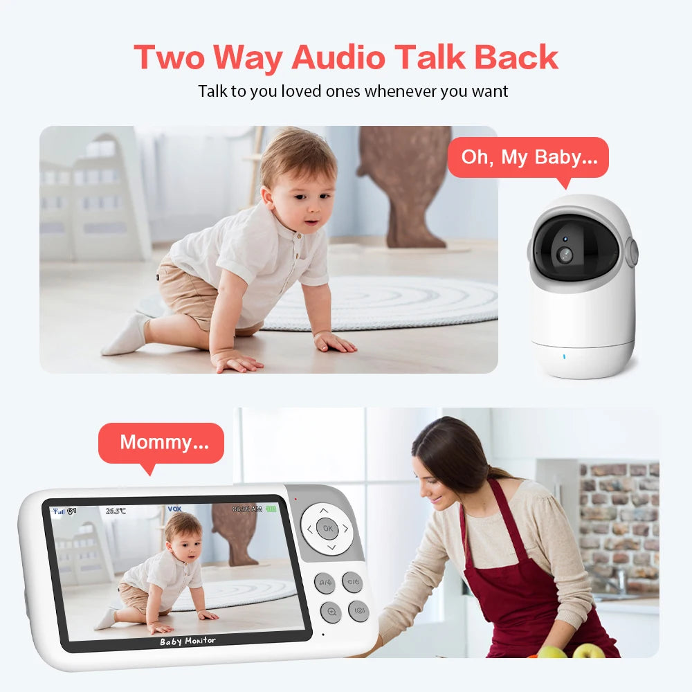 CowLost | vb806-video-baby-monitor-camera-720p-5inch-large-display-3x-zoom-pan-tilt-security-camera-300m-transmissian-distance-2-way-audio |4