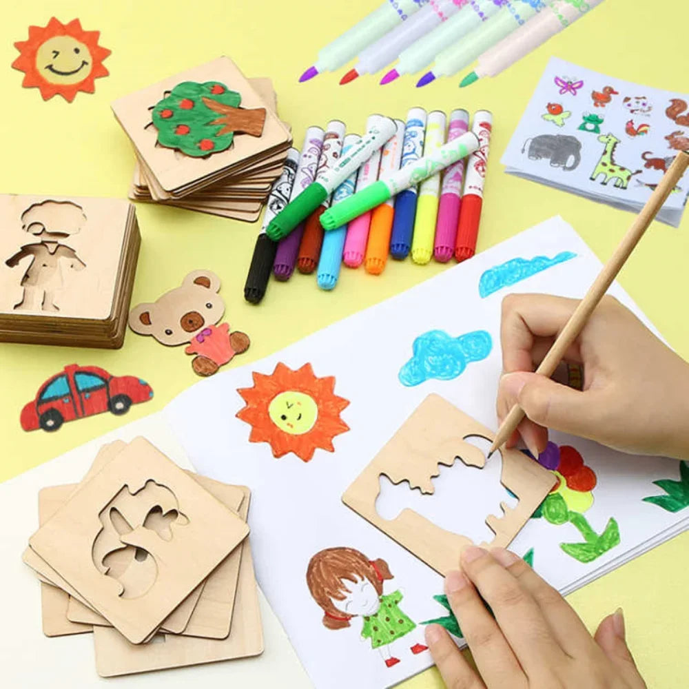 CowLost | product_id-montessori-wooden-diy-drawing-painting-stencil-toys-educational-set-10-20pcs |5