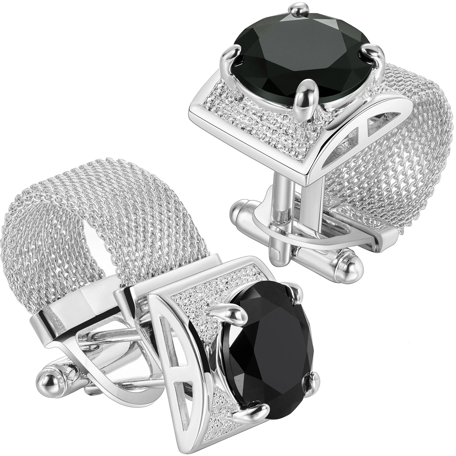 CowLost | clothing-accessories-hawson-mens-silver-birthstone-crystal-cufflinks-luxury |50