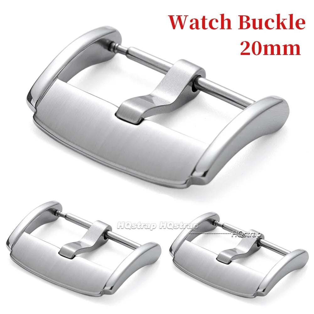 20mm Stainless Steel Watch Buckle Clasp for Leather Strap Replacement Silver Pin