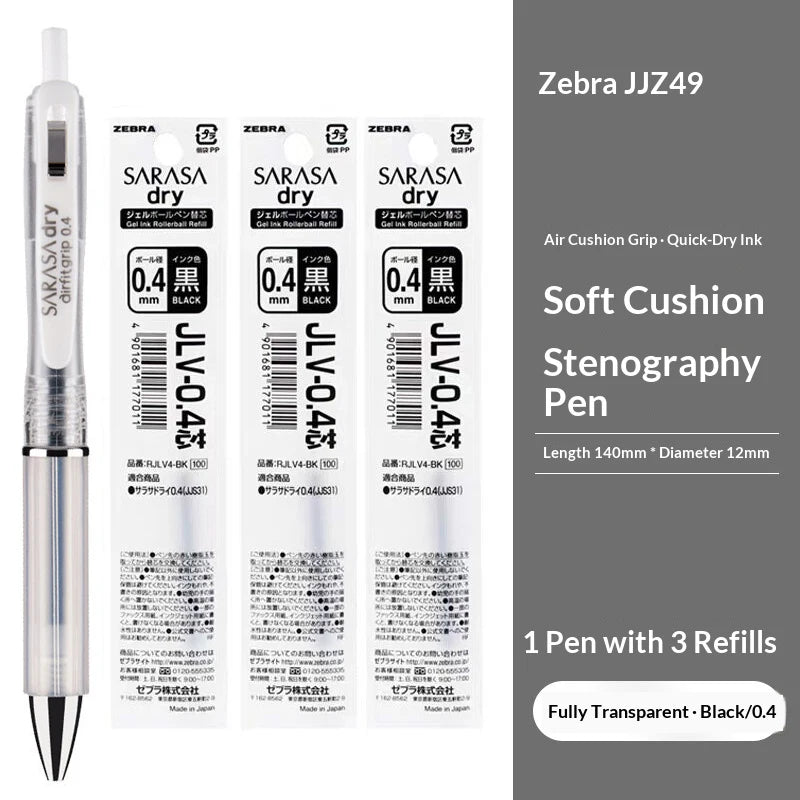 CowLost | product_id-zebra-jjz49-quick-dry-gel-pen-0-4-0-5mm-retractable-cushion-grip-transparent-design-for-exams-writing |23