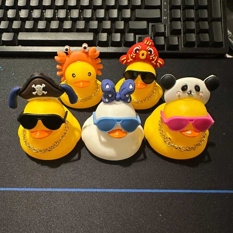 CowLost | product_id-yellow-rubber-duck-car-dashboard-ornament-with-mini-swim-ring-and-sun-hat-necklace |1