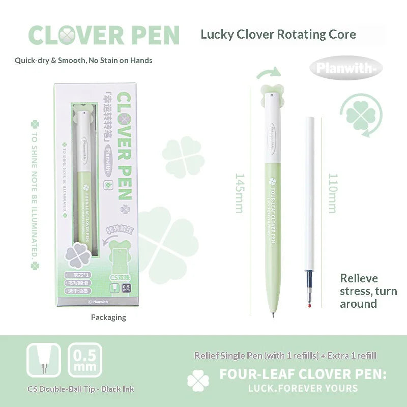 CowLost | product_id-planwith-lucky-clover-0-5mm-carbon-black-gel-pen-no-smudge-smooth-writing-rotary-twist |26