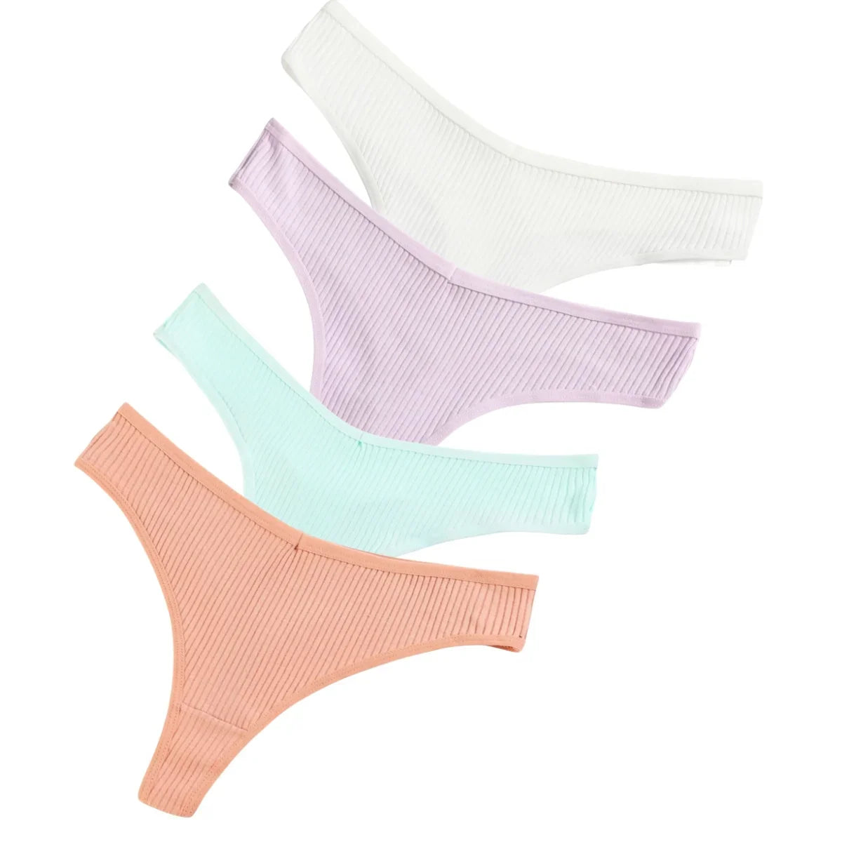 CowLost | product_id-4pcs-women-cotton-low-rise-solid-color-v-waist-g-string-thongs-m-xxl |21