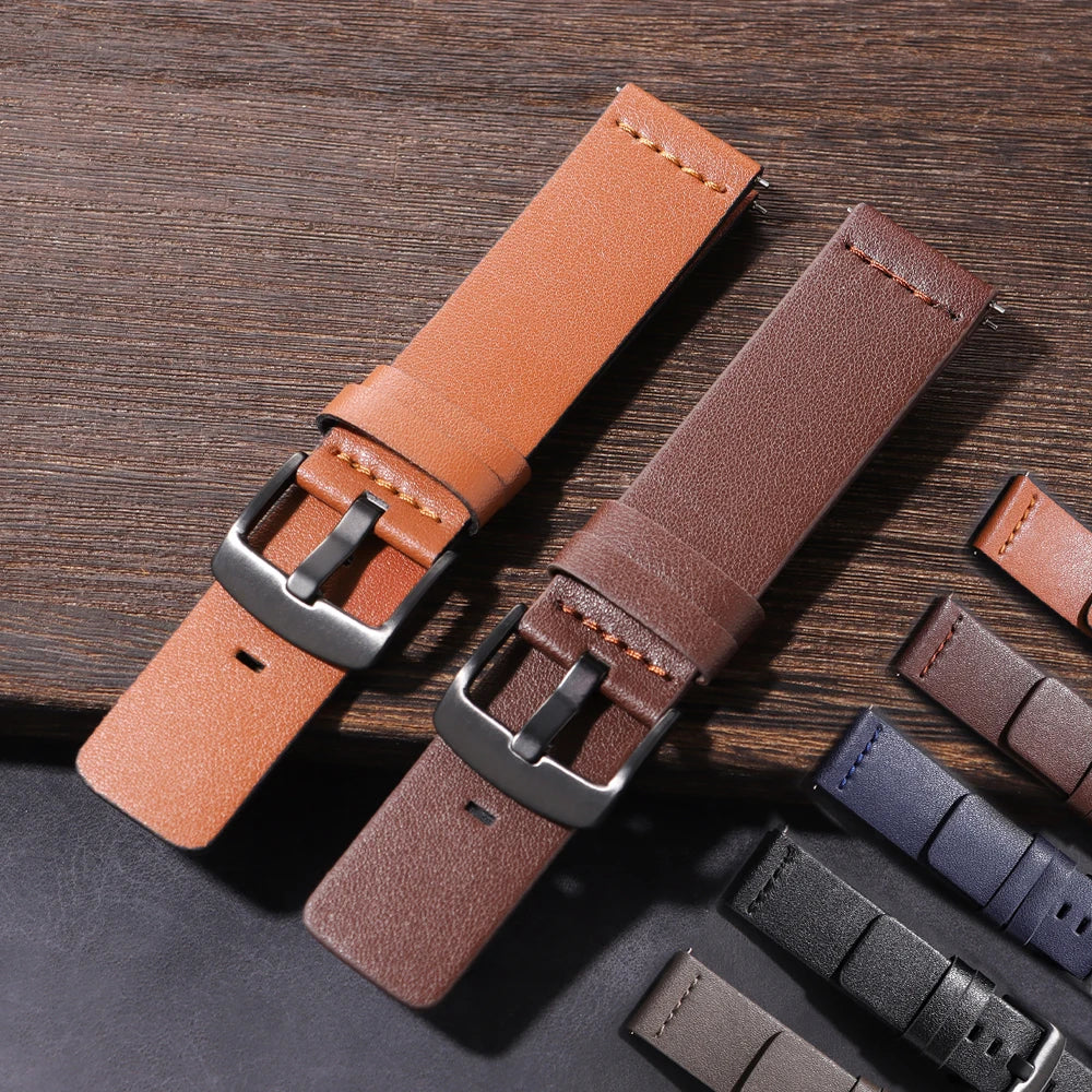 18mm-24mm Leather Watch Band for Samsung Galaxy Watch 7 6 5 4 & Gear S3 with Quick Release