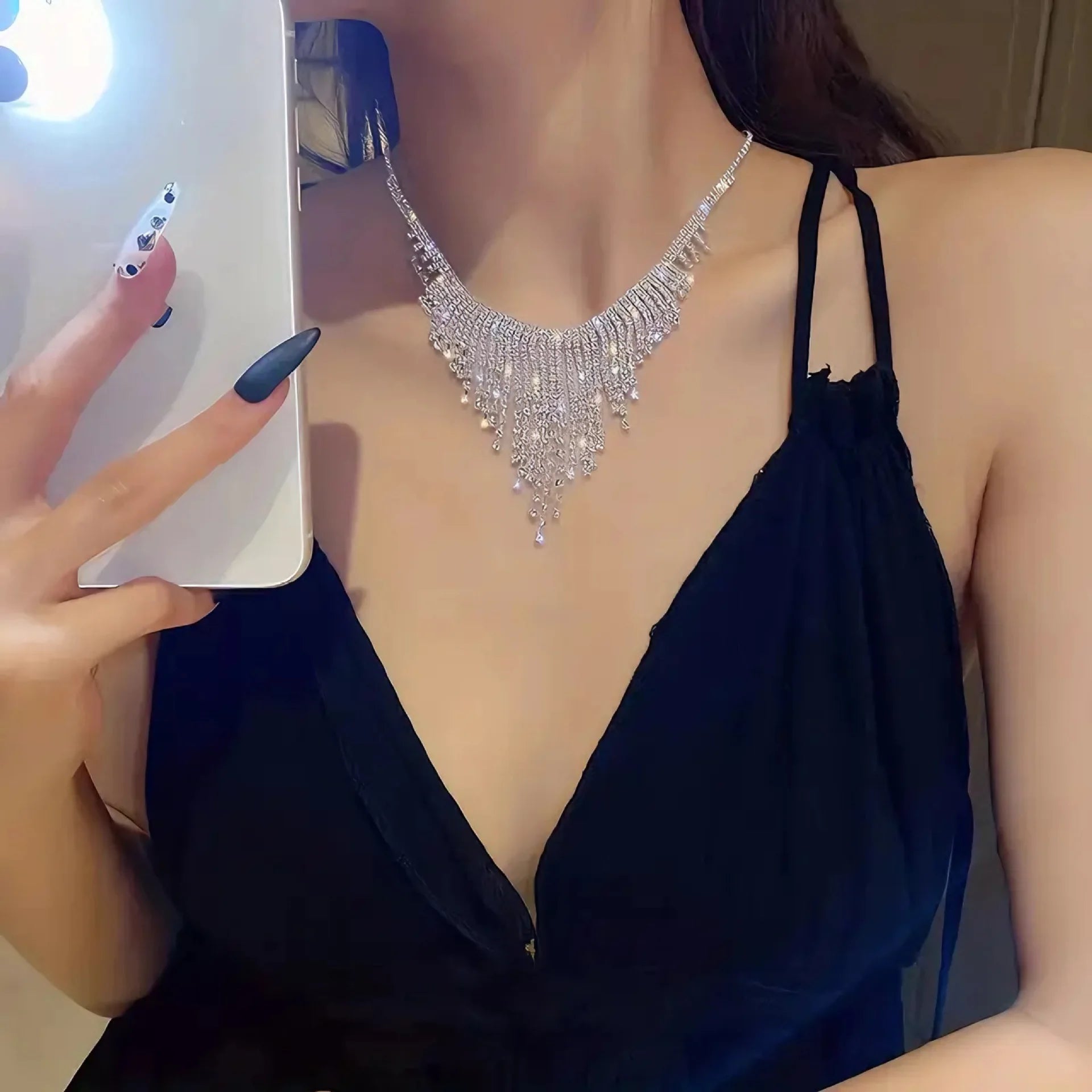 Women's Shiny Geometric Rhinestone Crystal Choker Necklace for Party Nightclub Dance