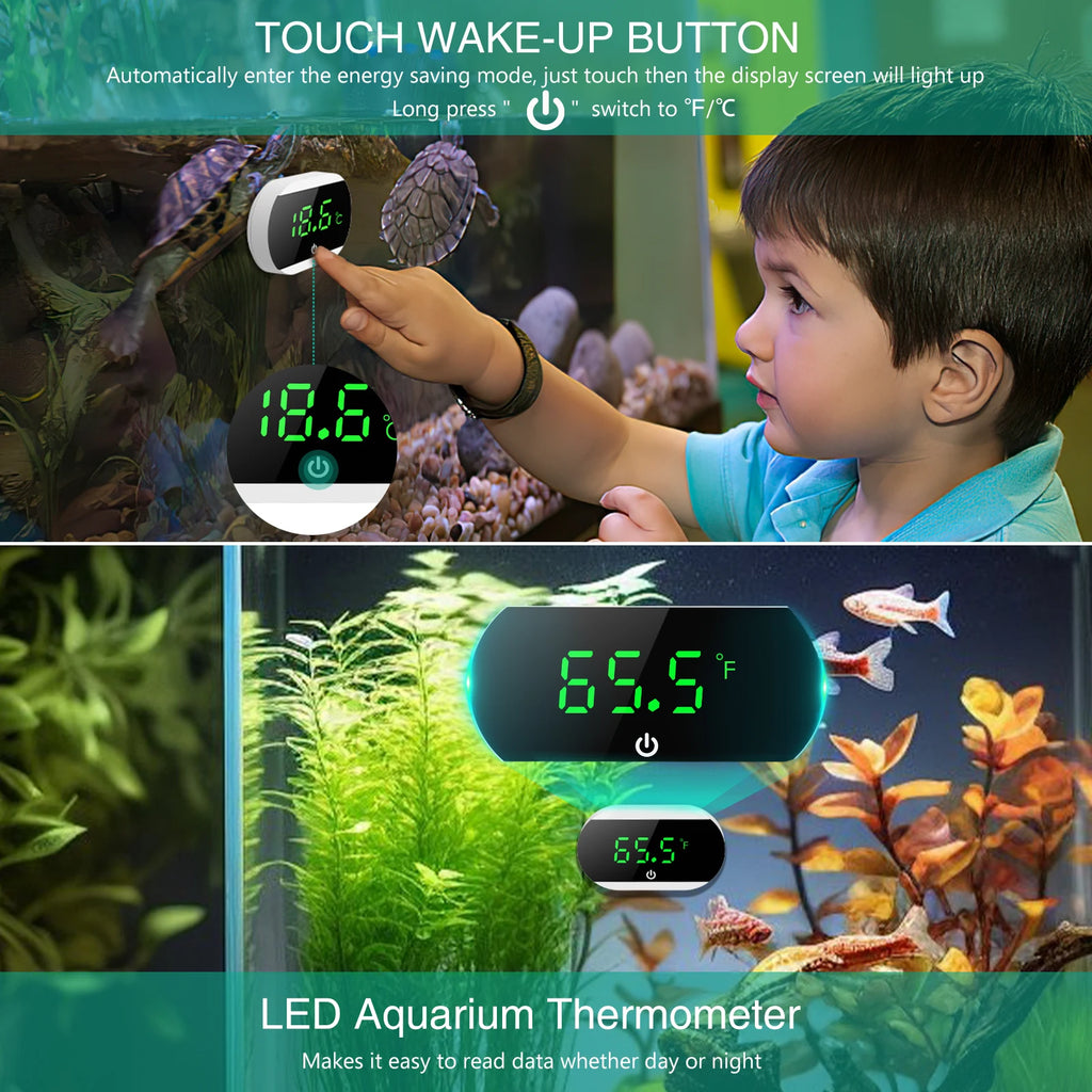 ORIA Digital Aquarium Thermometer External Fish Tank Temperature Meter ℃/℉ Switch