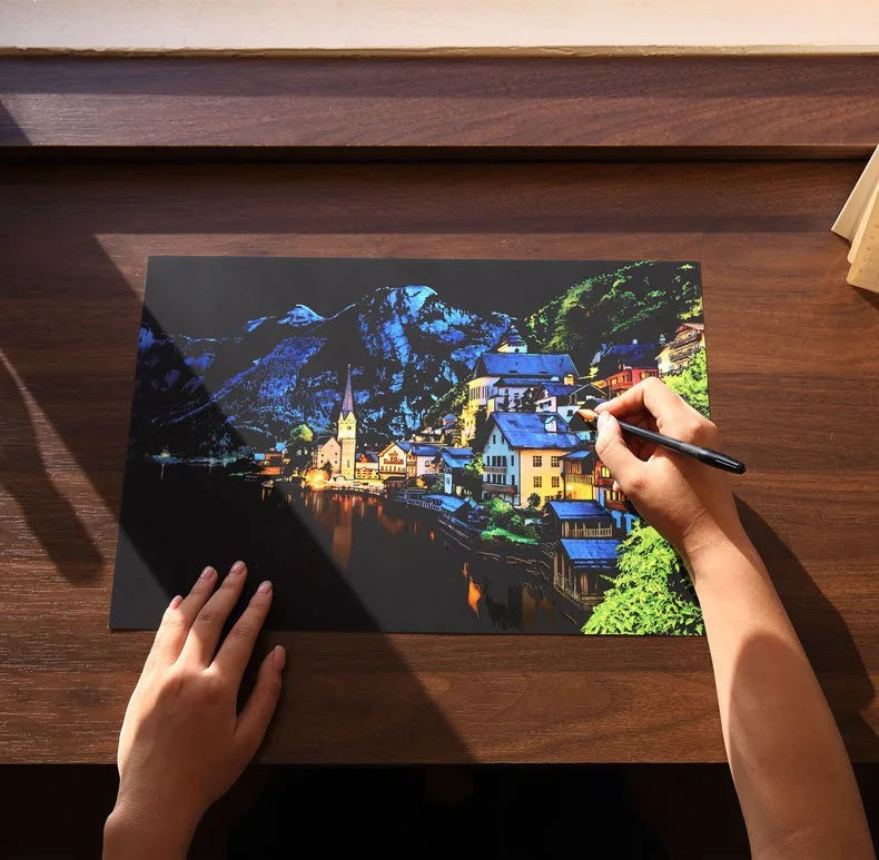 CowLost | product_id-2-pcs-diy-scratch-painting-set-famous-buildings-cityscape-night-view-40-5x28-5-cm |12