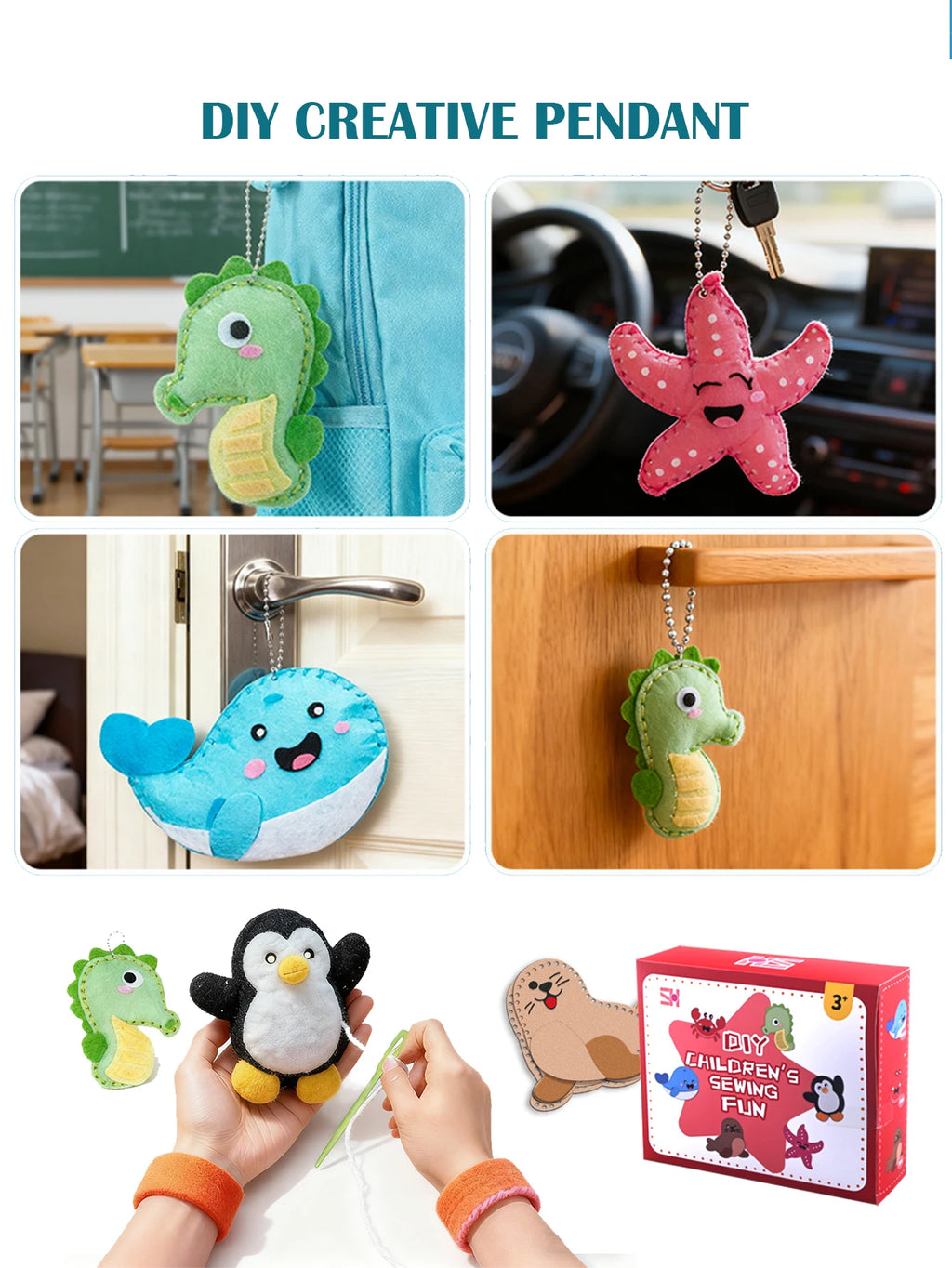 CowLost | product_id-fun-sewing-diy-pendant-set-with-cotton-lanyard-ocean-animal-toys-for-kids |13