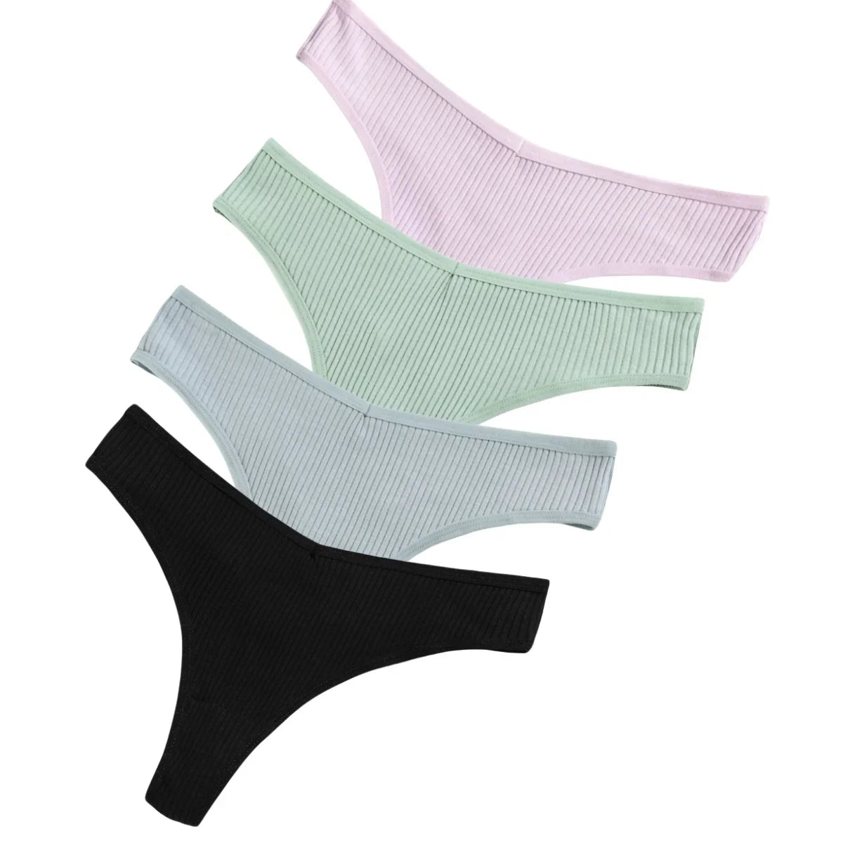 CowLost | product_id-4pcs-women-cotton-low-rise-solid-color-v-waist-g-string-thongs-m-xxl |24