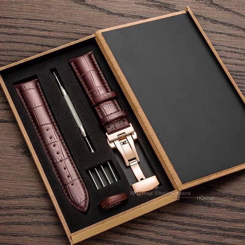 CowLost | bracelets-product_id-genuine-leather-watch-strap-18-24mm-with-butterfly-folding-clasp-and-watchband-box-replacement-wristband |6
