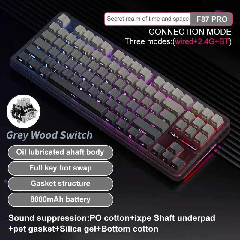 CowLost | aula-f87-pro-mechanical-keyboard-wired-2-4g-wireless-bluetooth-tri-mode-87key-8000mah |21