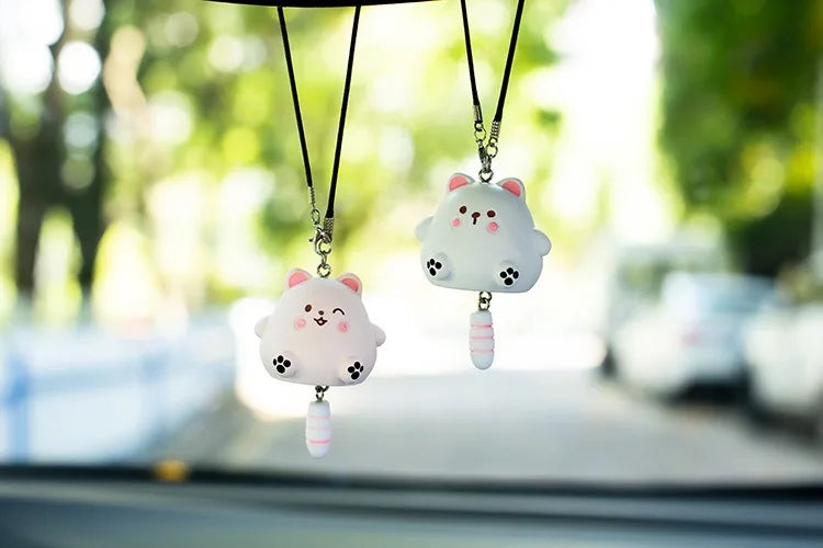 CowLost | product_id-resin-chubby-anime-cat-rearview-mirror-pendant-with-wagging-tail-ornament-gift |9