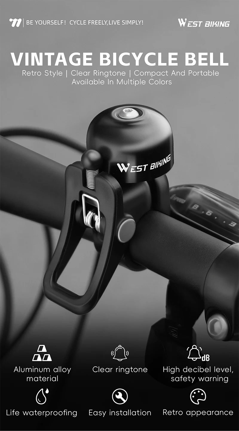 CowLost | west-biking-retro-bicycle-bell-mini-bicycle-handlebar-bell-aluminum-alloy-bike-horn-cycling-alarm-mtb-road |7