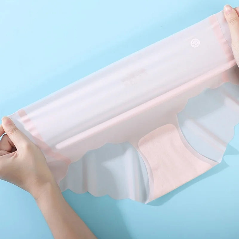CowLost | 3pcs-set-ultral-thin-briefs-panties-women-ice-silky-underwear-panties-sexy-lingerie-female-underpants-m-xl-bottoms |4