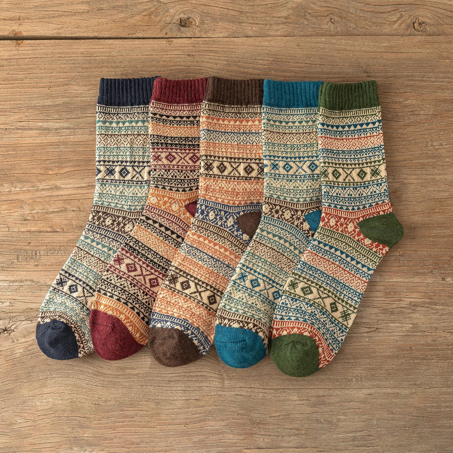 CowLost | sporting-goods-5-pairs-winter-vintage-thick-warm-socks |38