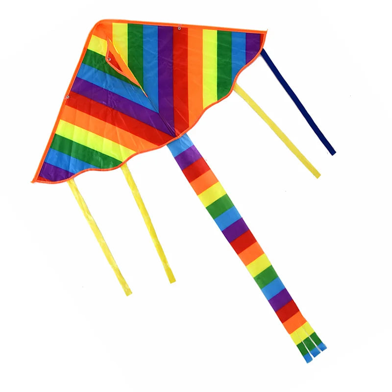 Rainbow Triangle Kite with Long Tail and Flying Line for Kids Outdoor Fun