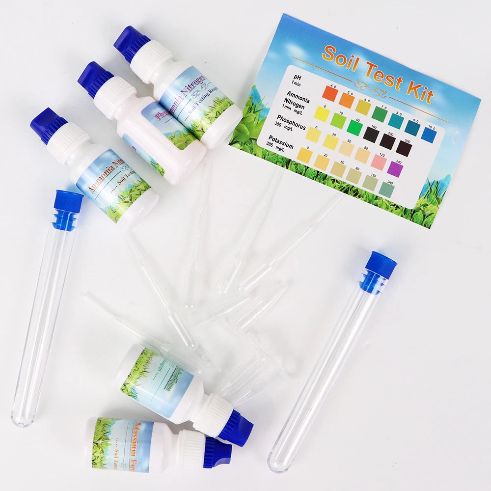 4-in-1 Soil Test Kit PH Nitrogen Phosphorus Potassium Reagent Set for Agriculture Gardening