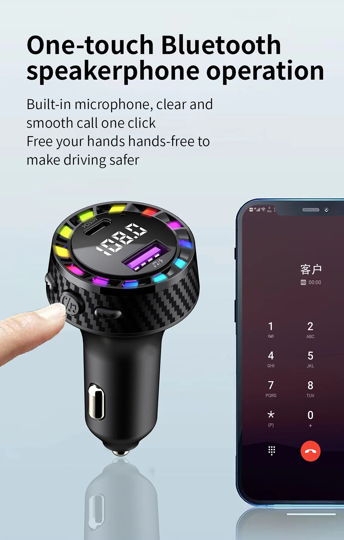 CowLost | usb-c-car-phone-charger-dual-pd-30w-2in1-with-voltage-display-bluetooth-5-3-super-fast-charge-adapter-for-iphone-samsung |17