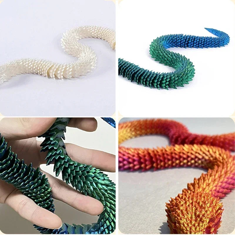 30cm 3D Printed Movable Joint Snake Model Toy for Office Decoration and Kids Gift
