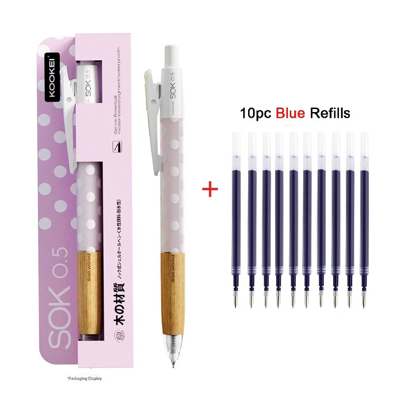 CowLost | product_id-kookei-gel-pen-with-oak-wood-handle-smooth-0-5mm-st-nib-fast-dry-ink-polka-dot-design-for-students-professionals |22