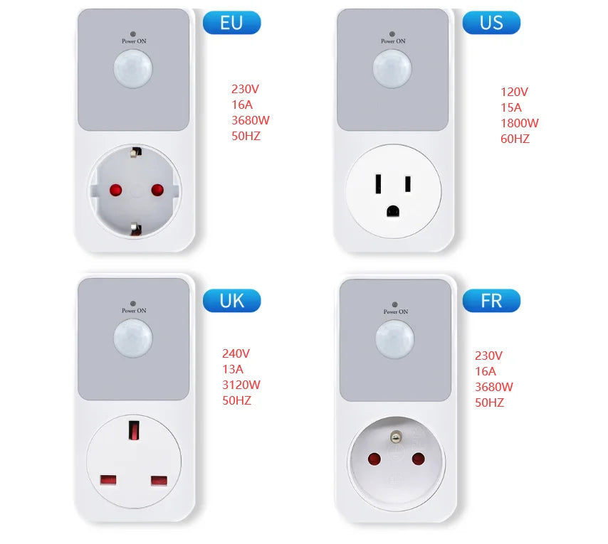 PIR Sensor Socket Lamp Holder 110-240V Infrared Detection 120° Automatic Induction Switch