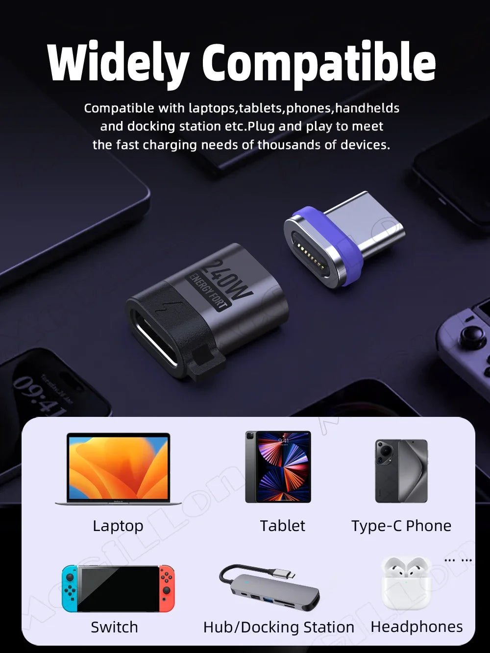 CowLost | product_id-16pin-usb-c-to-usb-c-magnetic-adapter-pd-240w-fast-charging-data-converter-for-iphone-16-15-macbook-samsung-xiaomi |10