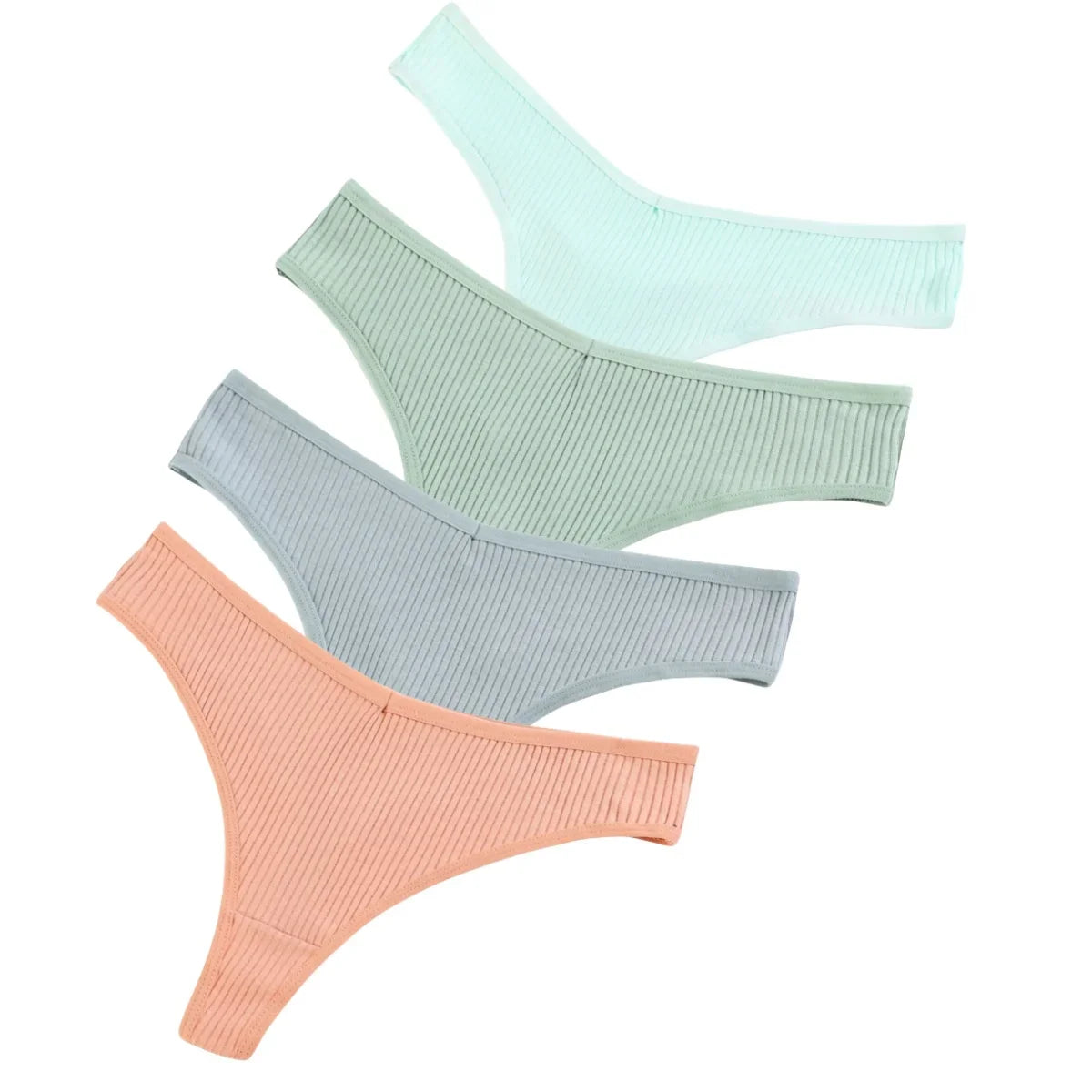 CowLost | product_id-4pcs-women-cotton-low-rise-solid-color-v-waist-g-string-thongs-m-xxl |18