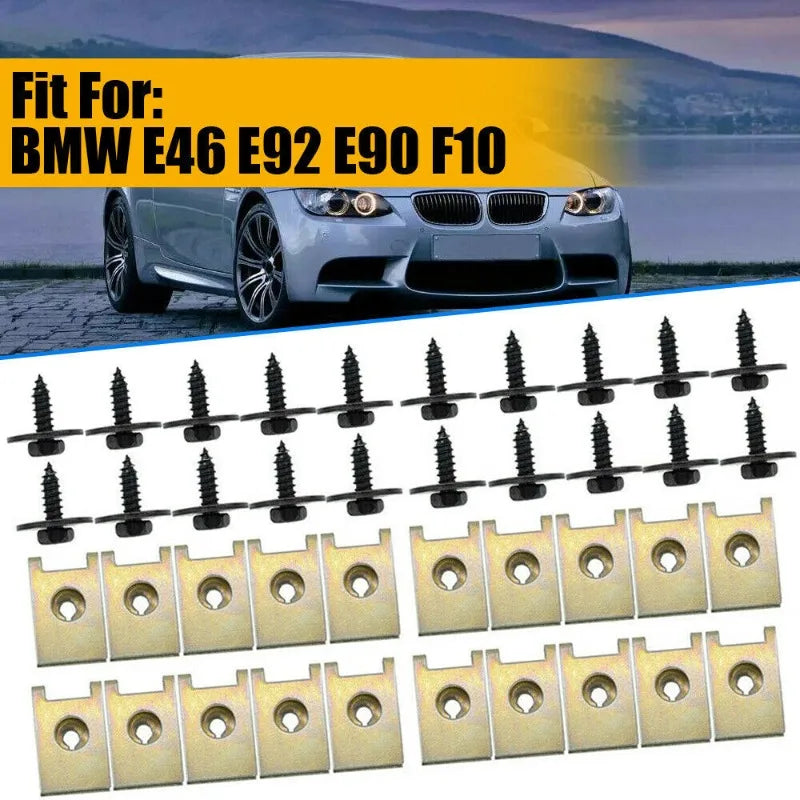 CowLost | product_id-20-40-metal-engine-guard-nuts-screws-clips-washers-for-bmw-e46-e90-e92-f10 |2
