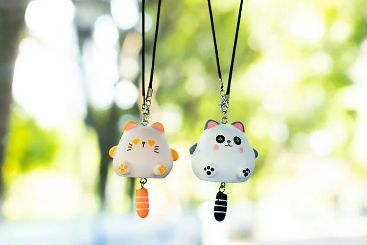 CowLost | product_id-resin-chubby-anime-cat-rearview-mirror-pendant-with-wagging-tail-ornament-gift |8