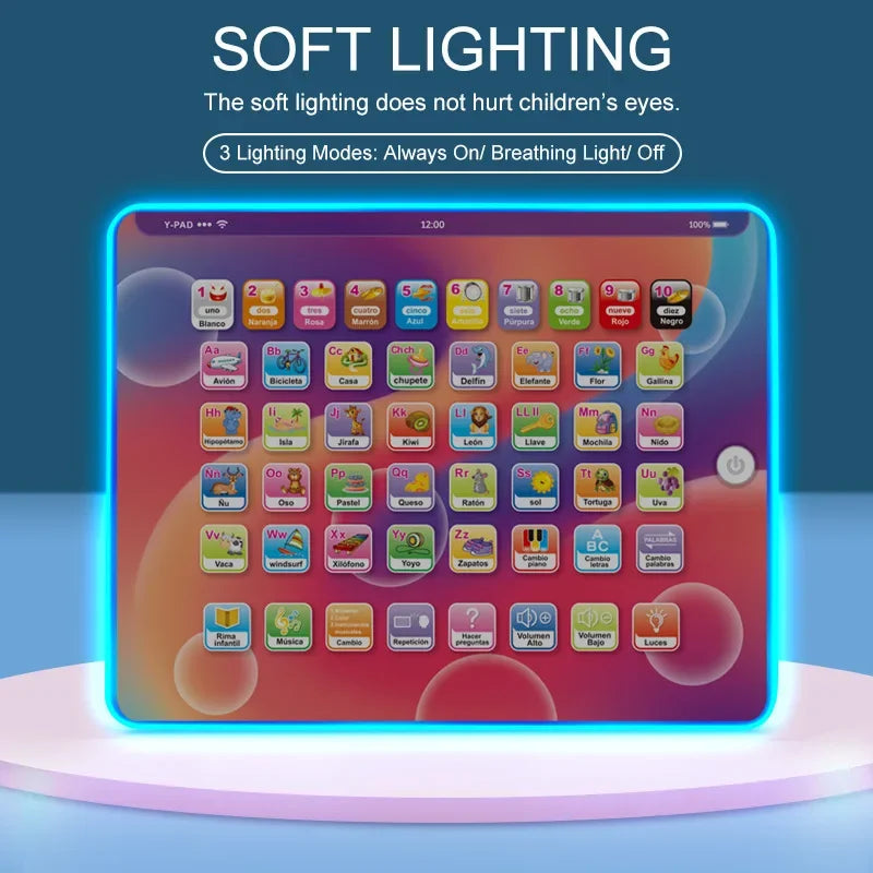 Russian Touch Screen Spanish Learning Reading Tablet for Kids Educational Toy