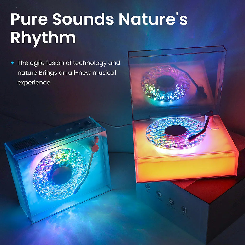 Water Ripple Bluetooth Speaker with Night Light and Three Playback Modes for Bedroom