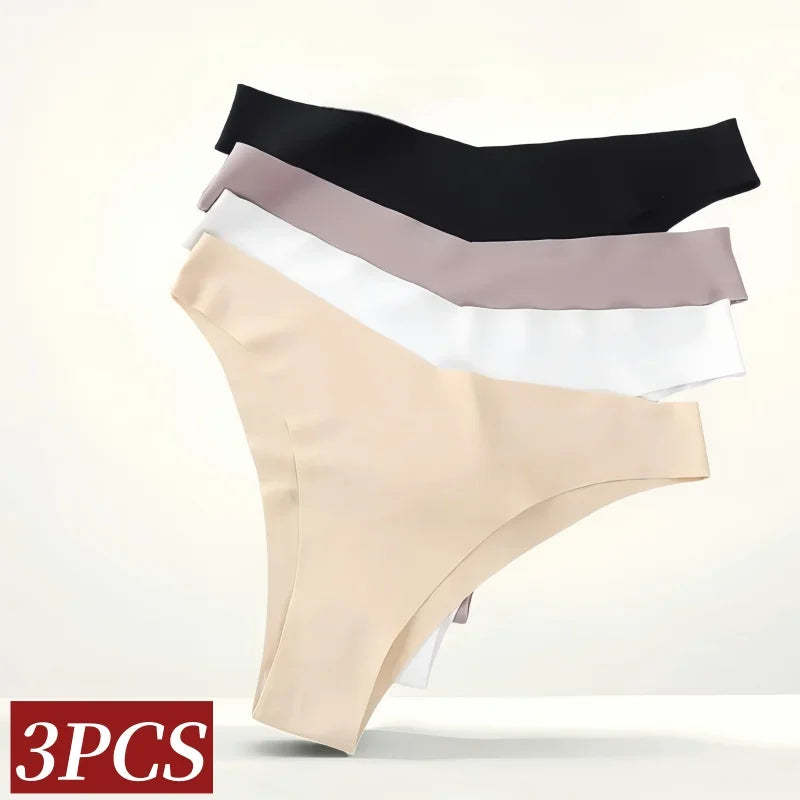 CowLost | product_id-3pcs-women-ice-silk-seamless-low-rise-v-waist-quick-dry-briefs-s-l |2