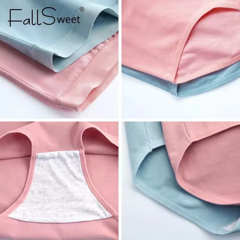 CowLost | product_id-fallsweet-womens-high-waist-cotton-plus-size-briefs-5-pack-m-xxxl |5