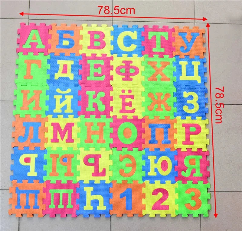 Russian Alphabet EVA Foam Puzzle Mat 36 Pcs Interlocking Floor Carpet 14x14cm