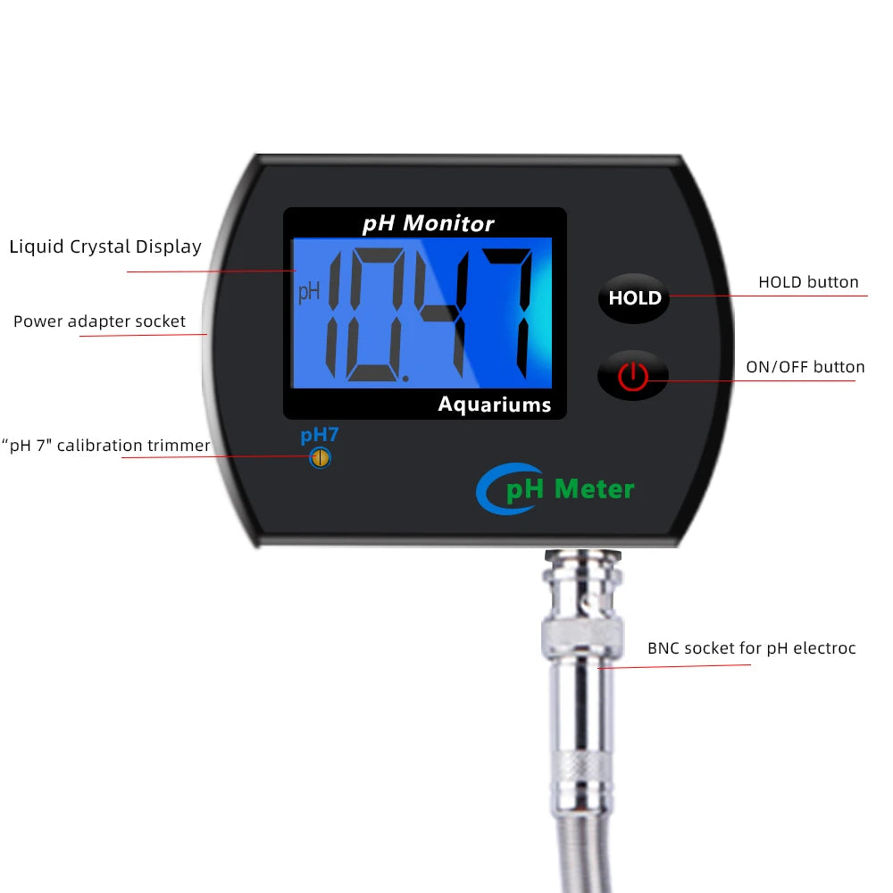 Digital PH Meter Aquarium Water Quality Tester Accurate Multi-Parameter EU Plug