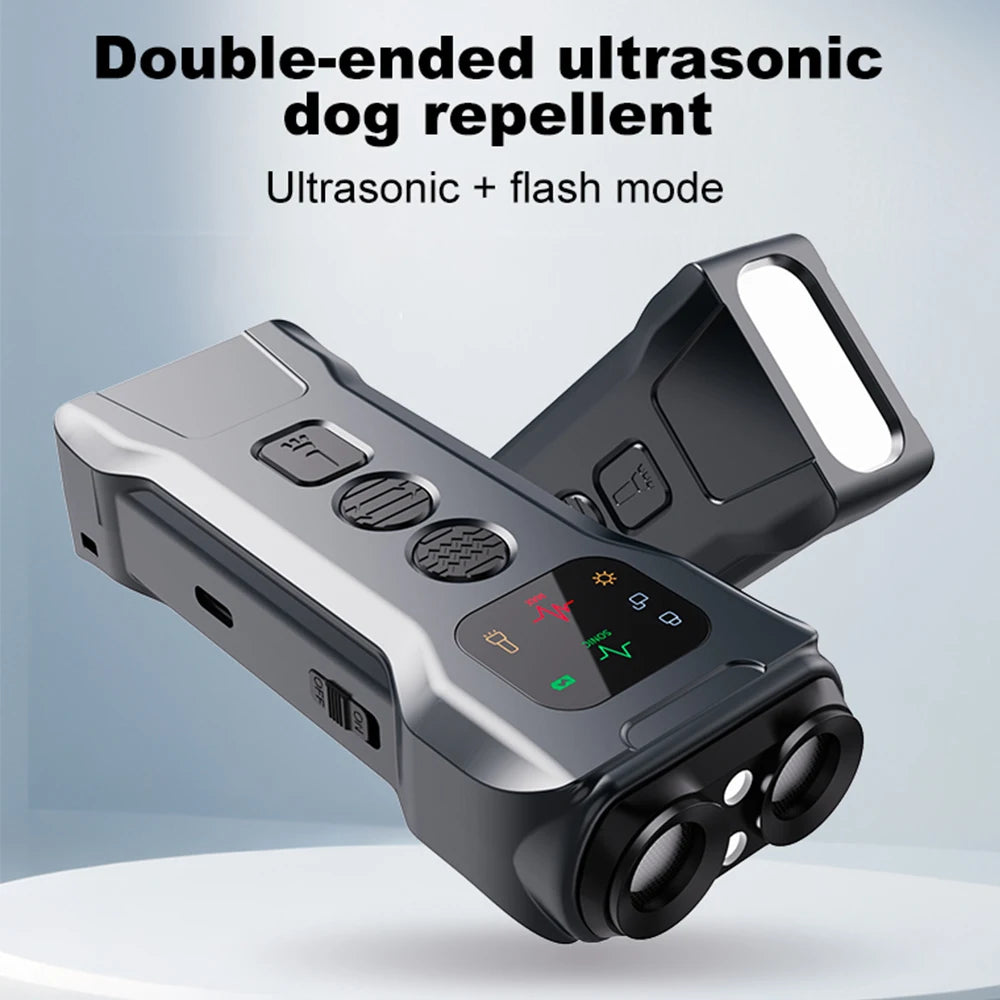 Rechargeable Ultrasonic Dog Repeller with LED Flashlight Anti-Barking Trainer
