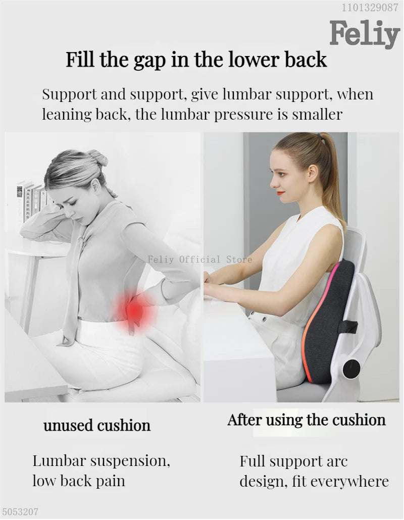 CowLost | memory-foam-office-chair-cushion-car-seat-support-waist-pillow-massage-lumbar-pain-relief-cushion-slow-rebound-orthopedic-pillow |8