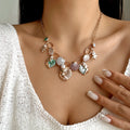 CowLost | boho-starfish-shell-coral-pearl-pendant-necklace-for-women-shiny-crystal-zircon-dripping-oil-beach-clavicle-choker-charm-jewelry |10