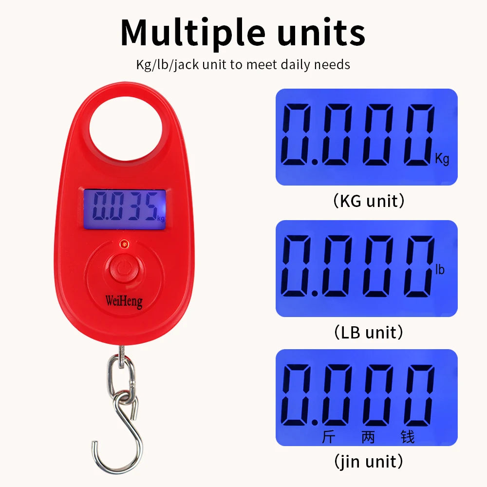 25kg 5g Mini Portable Digital Hook Scale with Backlit LCD for Luggage Fishing Weighing