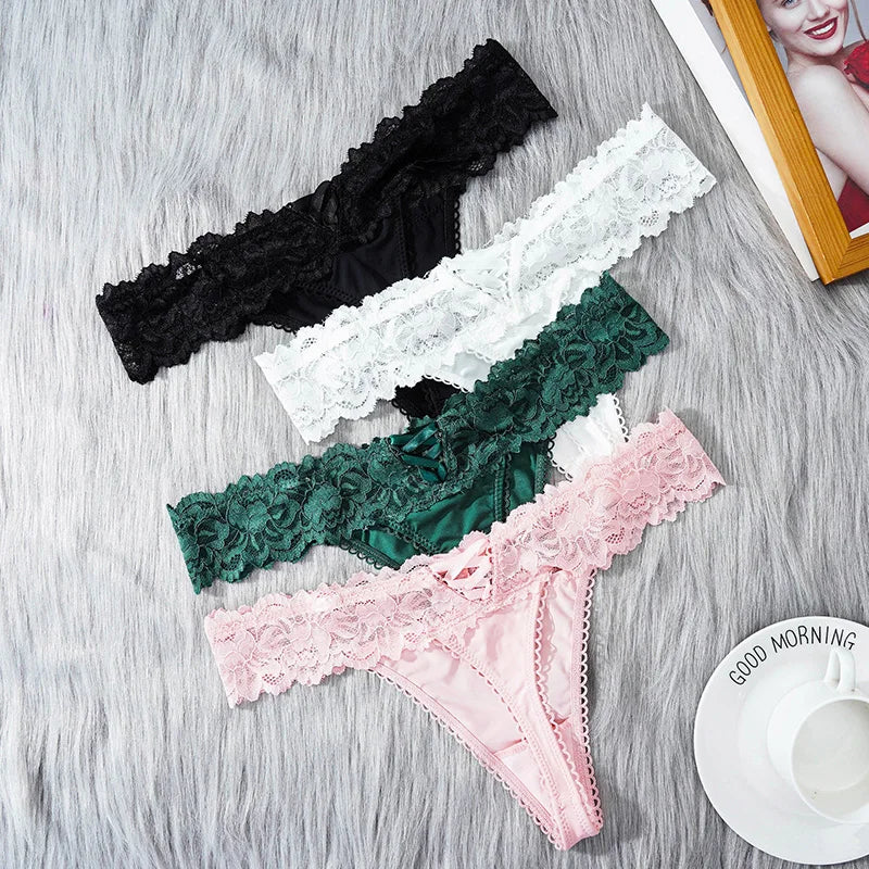 CowLost | womens-bow-lace-panties-french-style-sexy-lace-hollow-underwear |6