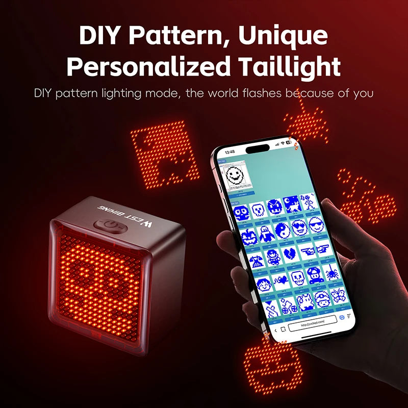 CowLost | sporting-goods-west-biking-diy-pixel-rear-bicycle-taillight-1100mah-long-battery-life |2