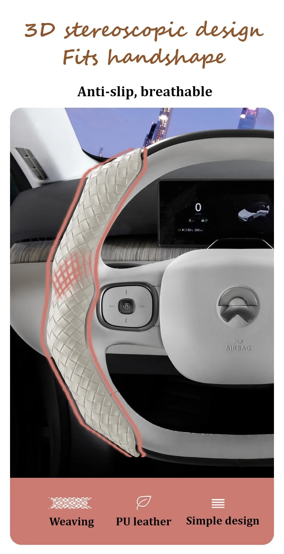 CowLost | luxury-braided-pu-leather-steering-wheel-cover |9