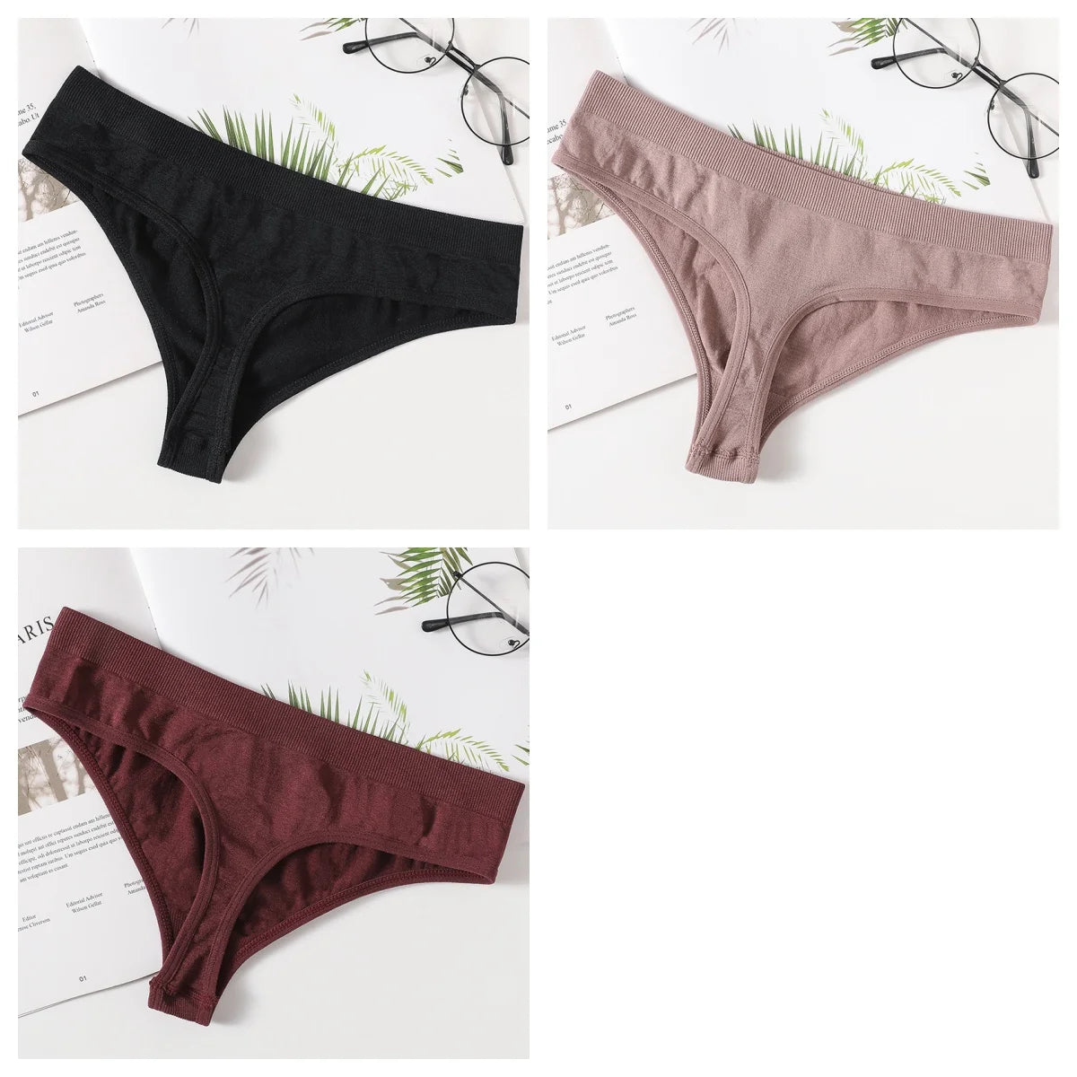 CowLost | product_id-3pcs-women-s-seamless-low-waist-g-string-thong-panties-m-xl |24
