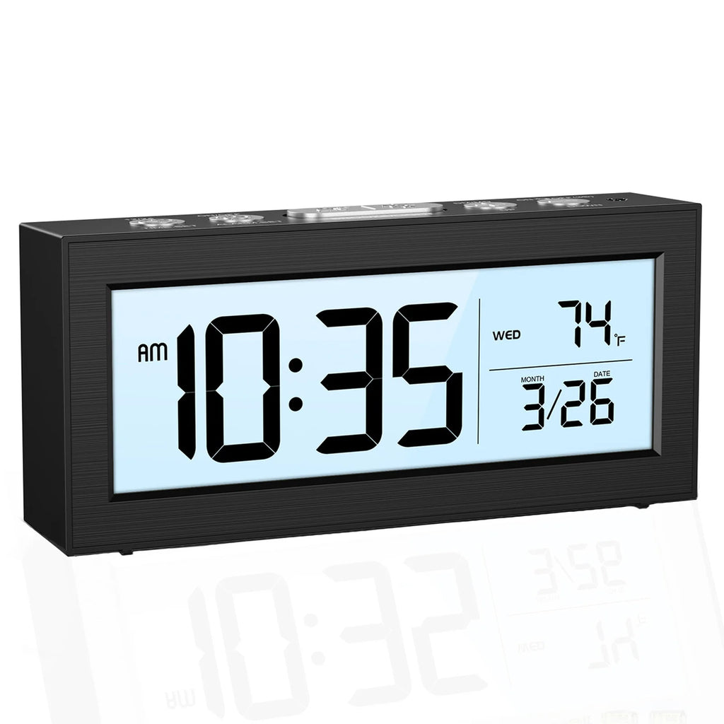 ORIA Digital LCD Alarm Clock Battery Powered with Date for Home Office Travel