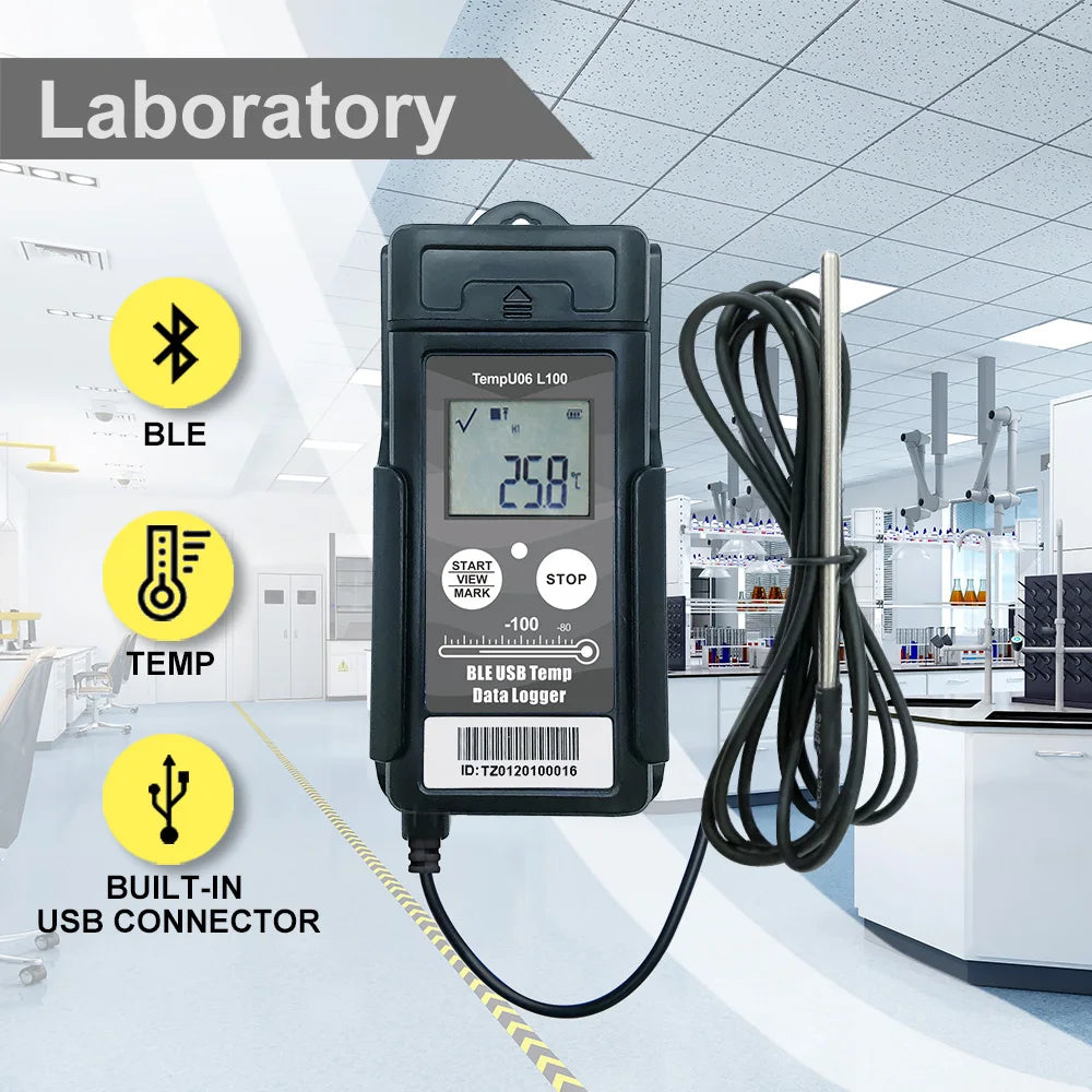 TempU06 Ultra Low Temp Data Logger USB Bluetooth 32000 Points -80℃ to -200℃ Recorder