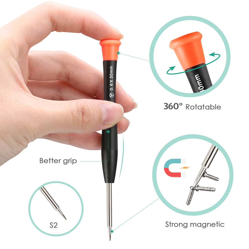 12-in-1 Magnetic Screwdriver Set with Suction Cup and Pry Tools for iPhone, MacBook, Laptop Repair
