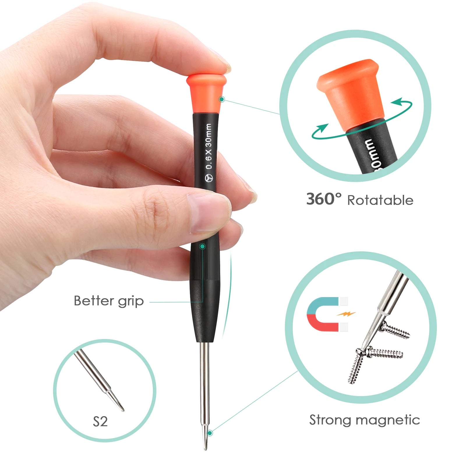 12-in-1 Magnetic Screwdriver Set with Suction Cup and Pry Tools for iPhone, MacBook, Laptop Repair