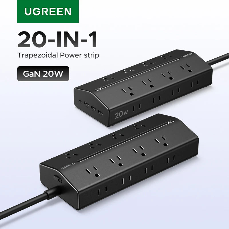 CowLost | ugreen-20w-power-strip-fast-charger-16-ac-outlets-1-usb-c-3-usb-a |1